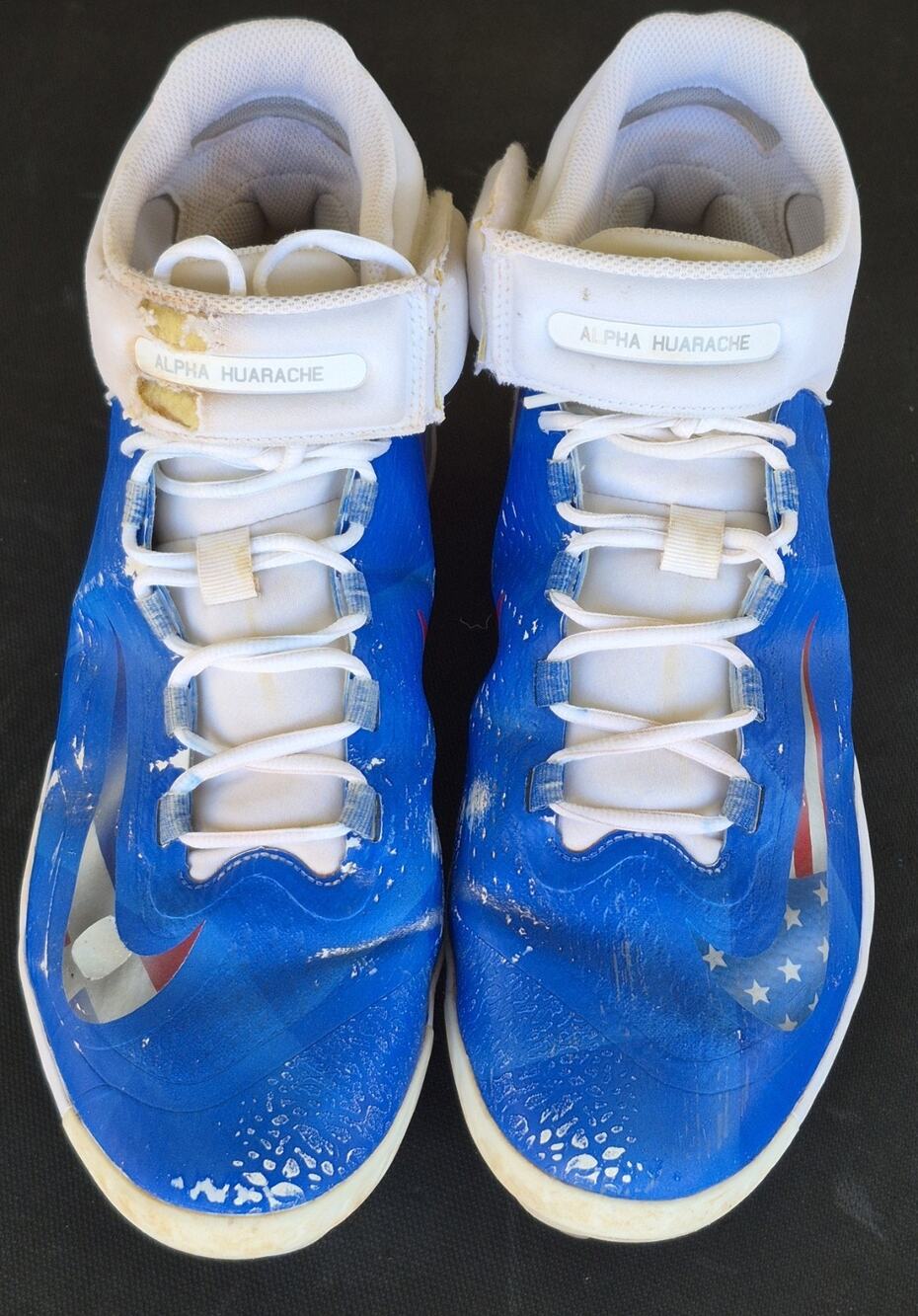 Size 14 Nike Alpha Huarache Elite 4 Baseball Cleats White Blue Customized